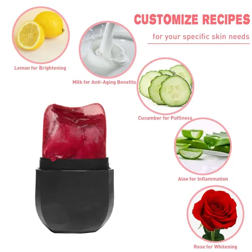 Vista 3 de Molde de Hielo para Cara, Rodillo de Hielo Facial y Herramienta Facial Gua Sha, Tratamiento Facial Reutilizable, Hielo Facial para Aliviar