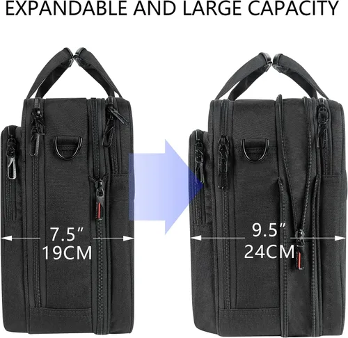 Vista 8 de VANKEAN Maletín para laptop para hombres y mujeres, bolsa para laptop de 17.3 pulgadas, bolsa mensajero repelente al agua y expandible con correa