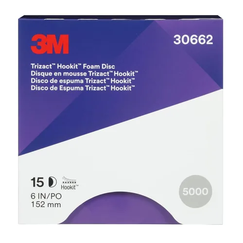 Vista 14 de Disco de espuma Trizact 3M Trizact Hookit, 30362, 3 pulgadas, P5000, 15 discos por caja, azul