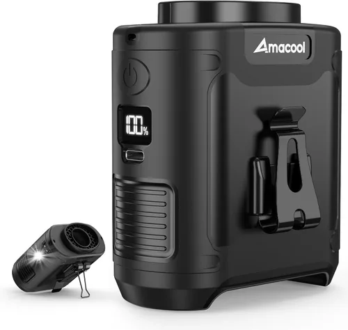 Vista 22 de AMACOOL Mini ventilador de cintura portátil con clip, 13,000 rpm, 4 velocidades, ventilador de cuello personal, hasta 24 horas de duración