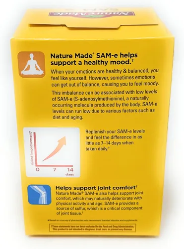 Vista 3 de Nature Made SAM-e - Tableta completa de 400 mg (ayuda a apoyar el estado de ánimo saludable y la comodidad de las articulaciones), 60