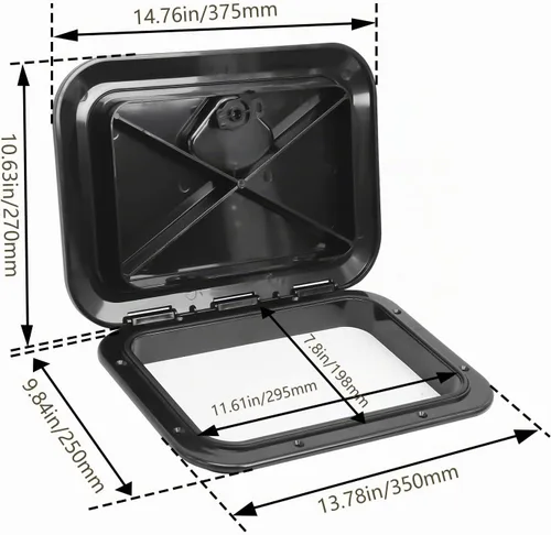 Vista 2 de Amarine Made Marine Access Hatch Boat Hatch Lid Deck Access Hatch & Lid 10-5/8" X 14-3/4" 270mmx375mm