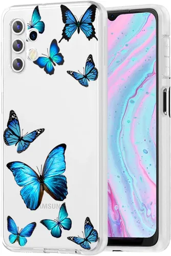 Vista 11 de Funda para teléfono Galaxy A32 5G, Galaxy M32 5G SM-A326 con protector de pantalla de vidrio templado, bonito patrón floral transparente, funda