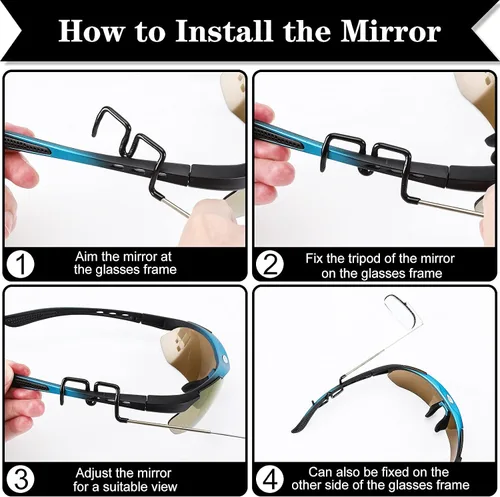 Vista 3 de Accmor Espejo de gafas para bicicleta, espejo de gran angular ajustable de 360 grados, accesorios de conducción, paquete de 1