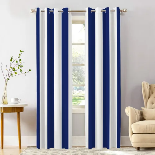 Vista 26 de Shrahala Cortinas republicanas de elefante americano para ventanas de cocina, paneles de cortina de ventana de poliéster multicapa con rayas rojas