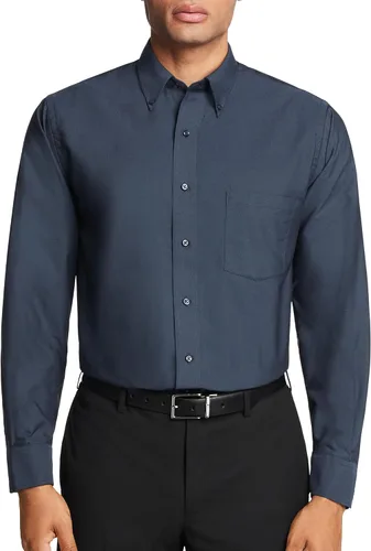 Vista 9 de Van Heusen Camisa de vestir para hombre, corte regular Oxford lisa, cuello con botones Verde oscuro