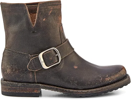 Vista 2 de Frye Veronica Botines para mujer hechos de cuero cepillado de grano completo con herrajes de metal antiguo e impermeables, construcción de ribete