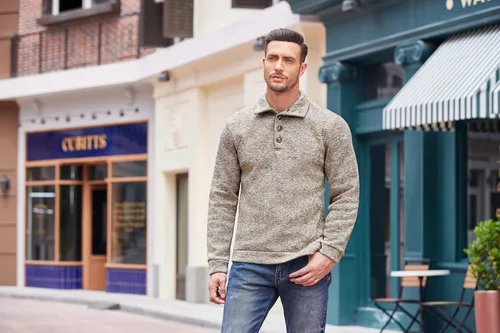 Vista 3 de COOFANDY Sudadera térmica de punto casual para hombre