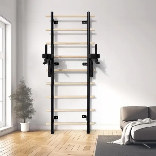 Vista 4 de Swedish Ladder Dip Bar Attachment, Fits TS003A Ladder, Wood Stall Bar for School, Physical Therapy and Gymnastics, Multi-grip