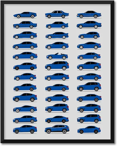 Vista 19 de Custom Car Posters Póster hecho a mano compatible con BMW M Car Poster Print Wall Art Decor of all BMW M Power Cars M3, M4, M5, M2, M6, M1 y más