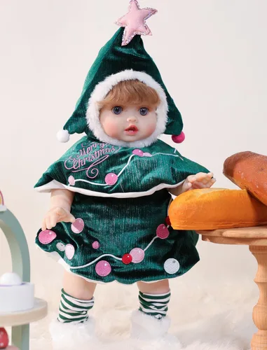 Vista 2 de Muñecas de bebé, 18 pulgadas realista Reborn Full Vinyl Baby Doll con pelo rizado, detalles realistas pintados a mano y atuendo acogedor para niñas