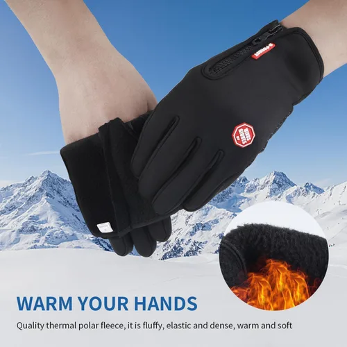 Vista 7 de Guantes de invierno, guantes antideslizantes para pantalla táctil, guantes de ciclismo resistentes al viento, guantes térmicos para clima frío