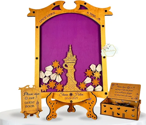 Vista 10 de Libro de invitados con tema de princesa de cuento de hadas Libro de invitados personalizado de decoración de rana príncipe para quinceañera