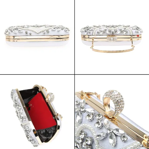 Vista 5 de Womens Sparkly Rhinestone Crystal Clutch Bag Glitter Sequin Bridal Purse Evening Handbag for Wedding Party Prom