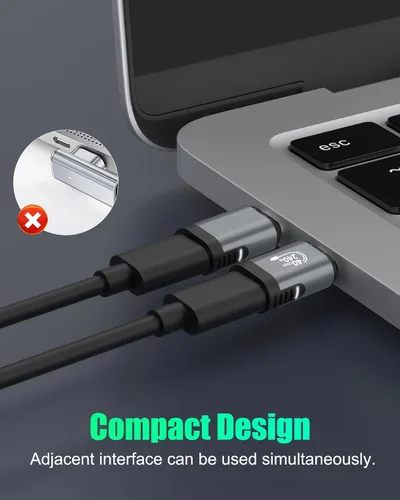 Vista 3 de MoKo Paquete de 2 adaptadores magnéticos USB C, adaptador USB C magnético con PD 240W/8K video/USB4 40Gbps para Thunderbolt 3/4, MacBook Pro/Air/ROG