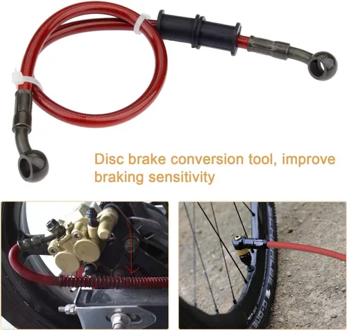 Vista 3 de Manguera de aceite para embrague, freno, de acero trenzado, para motocicleta, tubo, 1 unidad., 60cm, Rojo