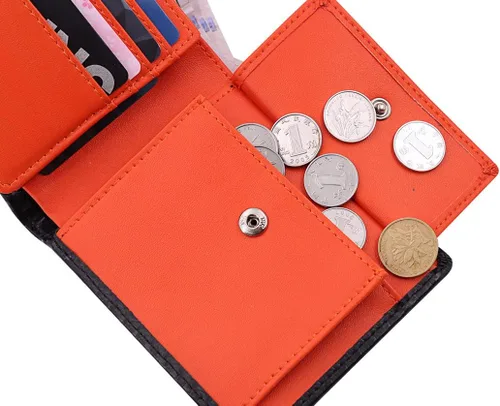 Vista 5 de Baggourie Cartera de cuero triple RFID Rojo - Moderno