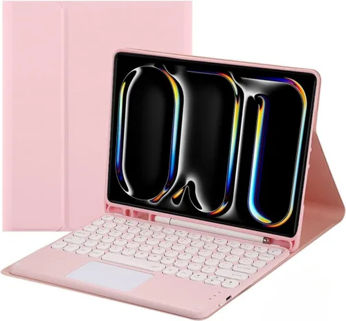 Vista 8 de Funda para teclado con panel táctil para Galaxy Tab S6 Lite de 10.4 pulgadas (2024/2022/2020) con soporte para bolígrafo S, teclas redondas