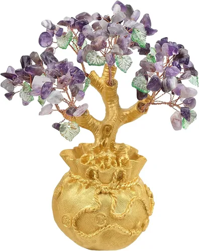 Vista 2 de Rockcloud Decoración de cristal de amatista para la riqueza y la suerte, adorno de piedra curativa para oficina en casa, 2