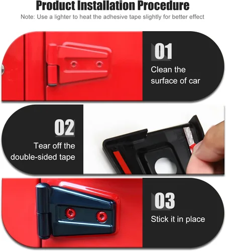 Vista 7 de 4 cubiertas protectoras de bisagra de puerta para Jeep Wrangler JK 2007-2018 de 2 puertas (negro)