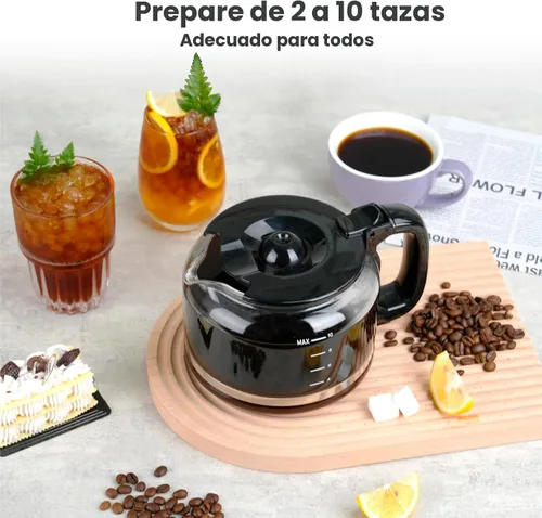 Vista 8 de Gevi Cafetera de 10 tazas con molinillo de rebabas integrado, temporizador programable, tanque de agua de 1.5L, filtro reutilizable y placa