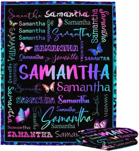 Vista 3 de D-Story Mantas de bebé personalizadas con nombres, manta personalizada para bebés niñas, manta de envoltura con inicial, regalos personalizados