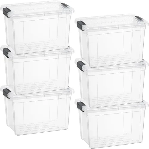 Vista 191 de Superio - Contenedores de almacenamiento de plástico transparente de 1.27 cuartos de galón con tapas, contenedores organizadores apilables, cajas