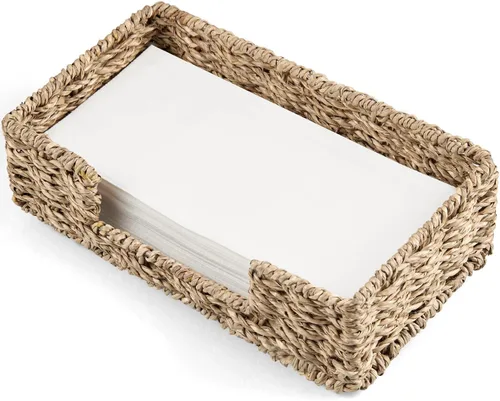Vista 9 de Servilletero para mesa, servilleteros de cuerda de papel tejida para servilletas de papel, servilleteros de mimbre para mesa de cocina, decoración