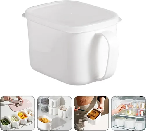 Vista 7 de Hemoton Contenedores de almacenamiento de plástico blanco para refrigerador con asa, contenedor de almacenamiento de alimentos, caja Bento