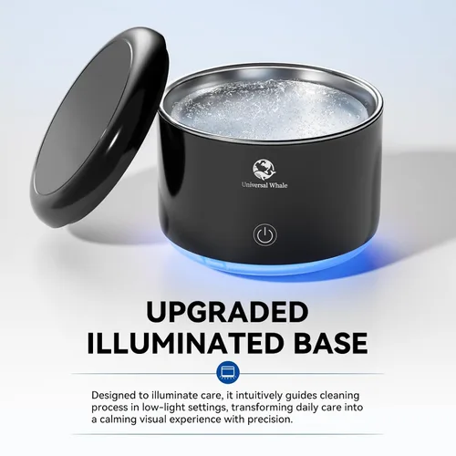 Vista 6 de Limpiador ultrasónico portátil, limpiador ultrasónico de retenedores de 56 kHz, máquina limpiadora de retenedores iluminados mejorada para Negro