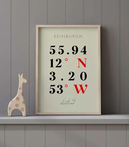Vista 9 de Mapa de Edimburgo, Escocia, Coordenadas Multilíneas de Colores (24x36)