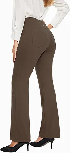 Vista 2 de Desol Leggings acampanados, pantalones de yoga de cintura alta con bolsillos, pantalones de control de abdomen, pantalones de trabajo negros