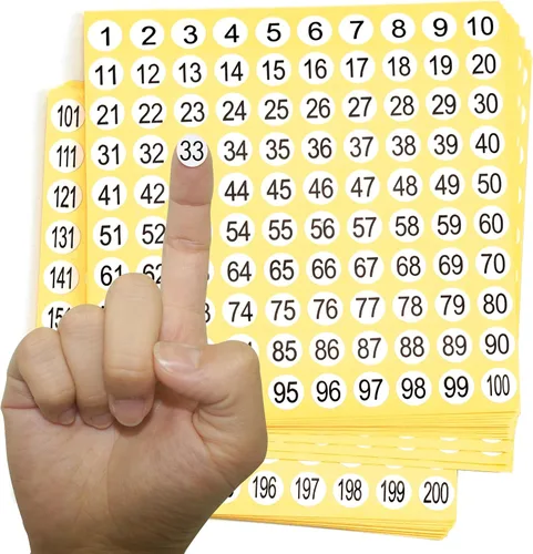 Vista 8 de 1-200 etiquetas adhesivas de números redondos, 15 juegos, 3000 etiquetas autoadhesivas de números consecutivos pequeños, calcomanías de inventario