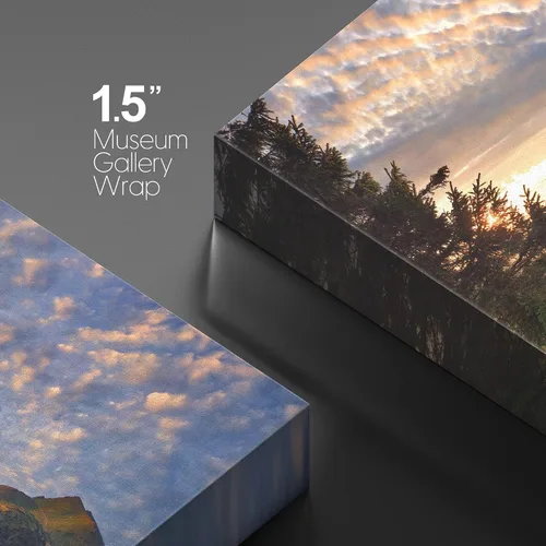 Vista 4 de wall26 Lienzo impreso para pared, atardecer sobre la montaña dorada, bosque, paisaje, naturaleza, vida silvestre, fotografía, realismo, rústico