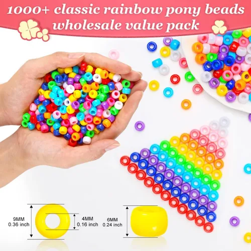Vista 2 de Eppingwin 1000 cuentas de poni + limpiapipas de 12 pulgadas para manualidades