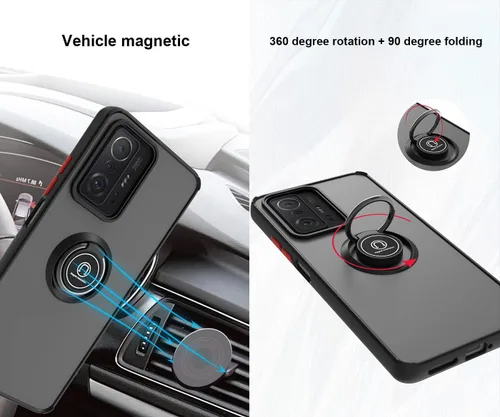 Vista 3 de QUIETIP Funda compatible con Xiaomi 12T/12T Pro, TPU + PC duro a prueba de golpes, anillo magnético para montaje en coche, cubierta de parachoques
