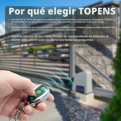Vista 6 de TOPENS M12 - Transmisor de 4 botones con control remoto para abridor automático de puerta corredera oscilante, paquete de 2 unidades, transmisor