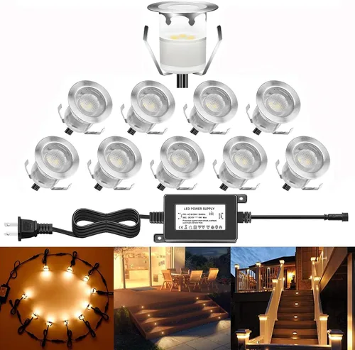 Vista 14 de Kits de luces LED empotrables para cubierta con carcasa protectora, iluminación LED de paisaje al aire libre IP67 impermeable, CC 12 V de bajo Azul