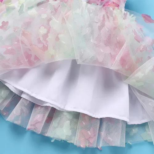 Vista 6 de Vestido de cumpleaños para niña, sin mangas, tirantes delgados, vestido de tutú de princesa, vestido de tutú para fiesta de tartas, sesión de fotos