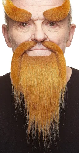 Vista 22 de Mustaches Fake Facial Hair Set, Beard, Eyebrows, Self-Adhesive Rey medieval negro