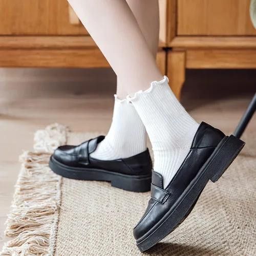 Vista 15 de Mcool Mary Calcetines para mujer, con volantes, estilo casual, transpirables, de punto, de algodón, con volantes, paquete de 6