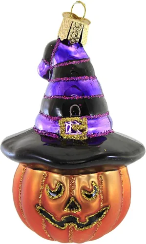 Vista 9 de Old World Christmas - Adorno de Jolly Roger de vidrio soplado para árbol de Navidad, decoración festiva artesanal, colección de Halloween