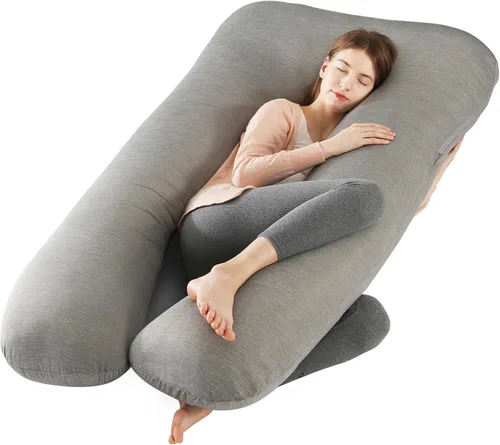 Vista 17 de Amagoing - Almohada de embarazo refrescante para dormir, almohada de maternidad en forma de U de cuerpo completo para mujeres con dolor de cadera