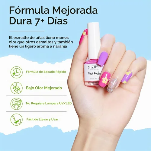 Vista 6 de MIZHSE - Juego de esmaltes de uñas de secado rápido, esmalte de uñas de colores brillantes de alto brillo