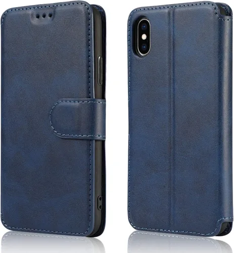 Vista 9 de QLTYPRI - Funda tipo cartera para iPhone Xs Max, color negro Funda simple de piel sintética con ranuras para tarjetas, cierre magnético, a prueba