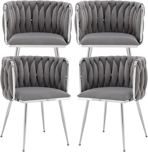 Vista 13 de Juego de 2 Sillas de Comedor de Terciopelo, Sillas Tapizadas para Comedor con Patas de Metal, Sillas de Comedor Modernas 2, Sillas Modernas de Beige