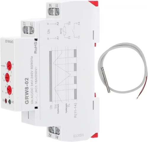 Vista 5 de Controlador de temperatura del termostato digital GRW8-02 Carril DIN AC DC 24V a 240V Relé Monitor de control de temperatura con sonda de prueba