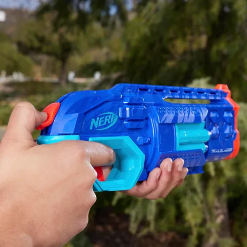 Vista 4 de Nerf Elite 2.0 Trailblazer RD-8 Blaster, diseño de color Wild Edition, tambor giratorio de 8 dardos, acción de martillo, 16 dardos de élite, riel
