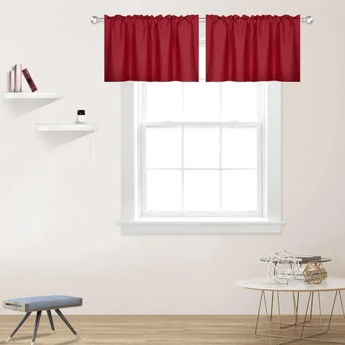 Vista 22 de DECOVSUN Cenefas Aqua para ventanas de cocina, con bolsillo para barra, opacas, con aislamiento térmico, 1 panel de 42 x 18 pulgadas