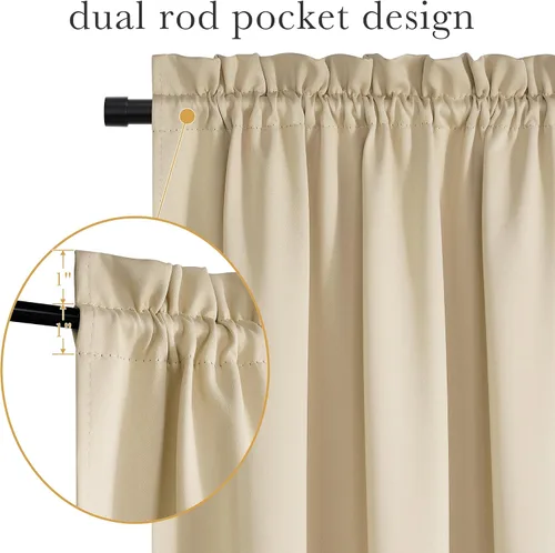 Vista 6 de PONY DANCE Persianas para puertas – Paneles opacos para tratamiento de ventanas, cortinas sólidas de alta resistencia con bolsillo para barra